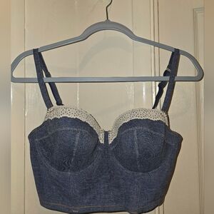 Colsie Blue and White Lace Bra